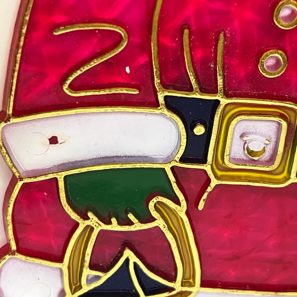 Vintage Plastic Christmas Stained Glass Suncatcher Giftco Set Of 3 with 8” Tall - Picture 12 of 14